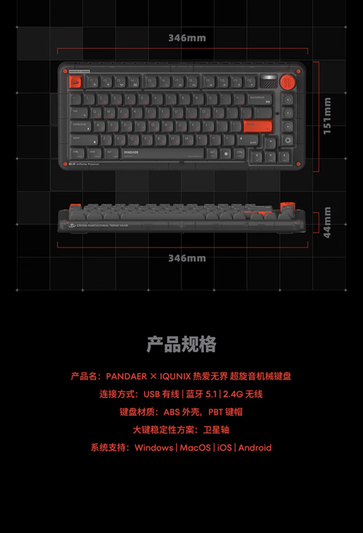 《魅族 PANDAER×IQUNIX 热爱无界键盘》正式开售：售价999 元起，支持三模无界连接