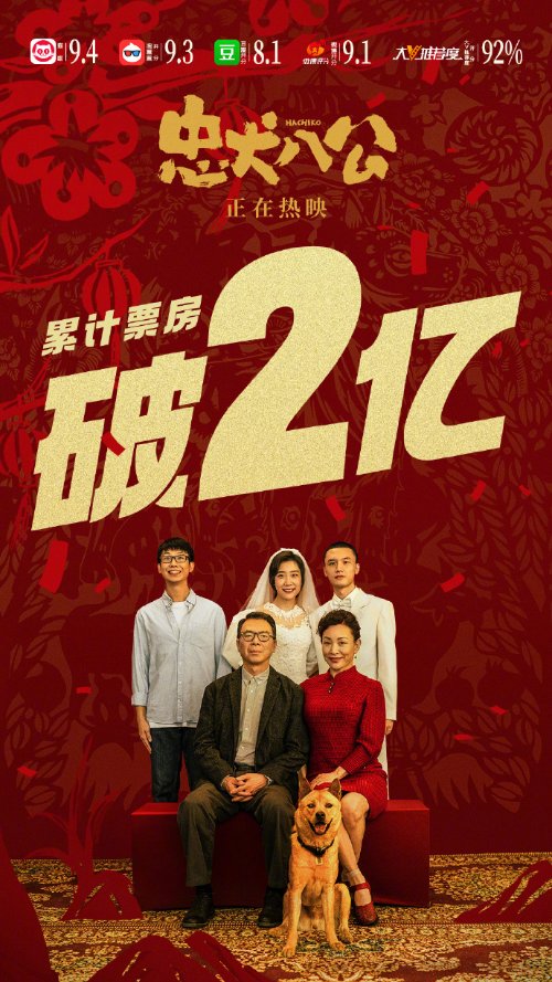 《忠犬八公》票房突破2亿！豆瓣7.9分